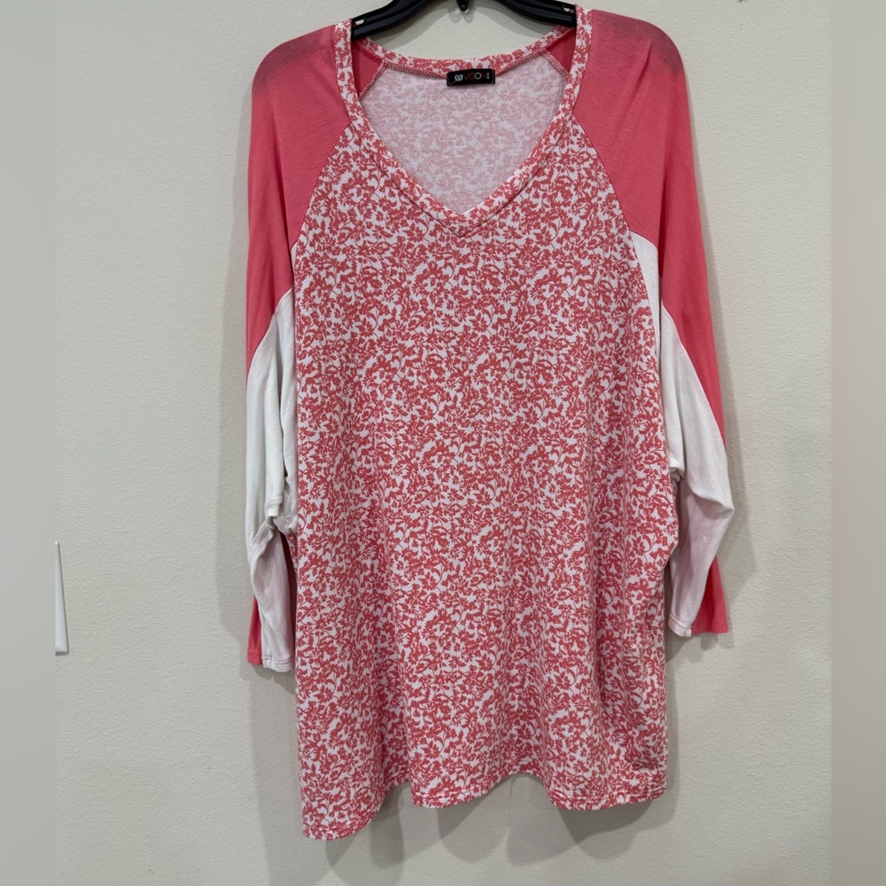 Elegant Pink and White Long Sleeve Top